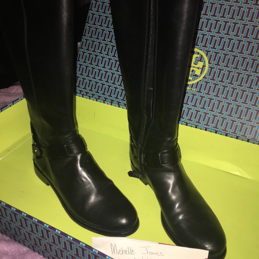 Authentic black leather Tory Burch boots